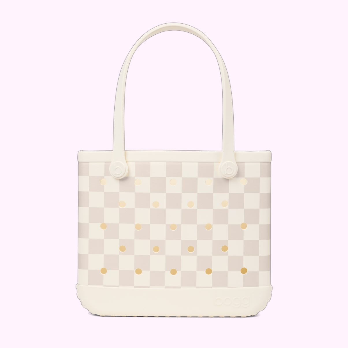Baby Bogg Bag Checkered Coconut/Mushroom Holiday Resort Carryall Lightweight Oversized Non Slip Bottom Design for Summer Adventures