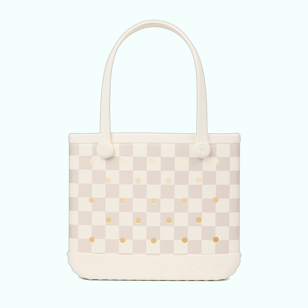 Baby Bogg Bag Checkered Coconut/Mushroom Outdoor Adventure Pool Tote Waterproof Durable with Reinforced Handles for Weekend Getaways Travel Organizer Vacation Essentials for Women