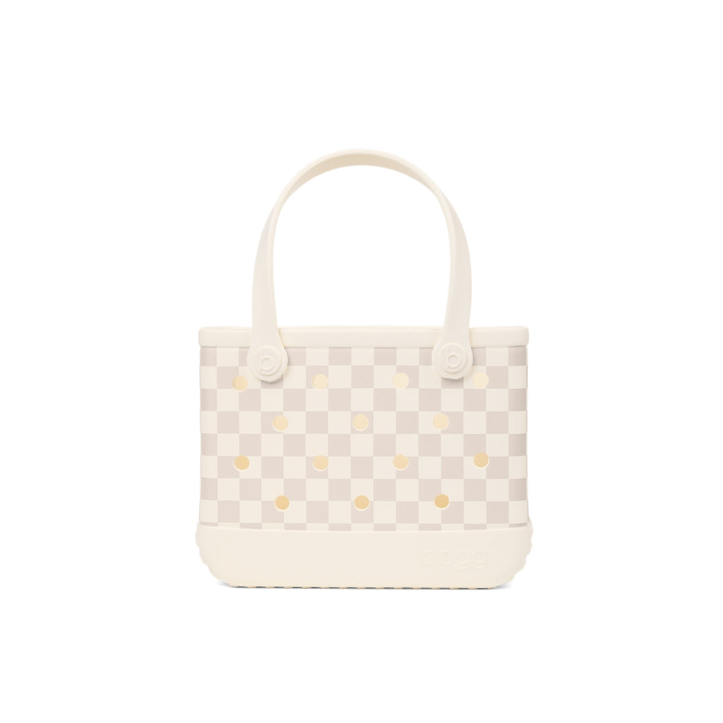 Bitty Bogg Bag Checkered Coconut/Mushroom Outdoor Adventure Pool Tote Large Capacity Washable with Reinforced Handles for Pool Days Travel Organizer Vacation Essentials for Women