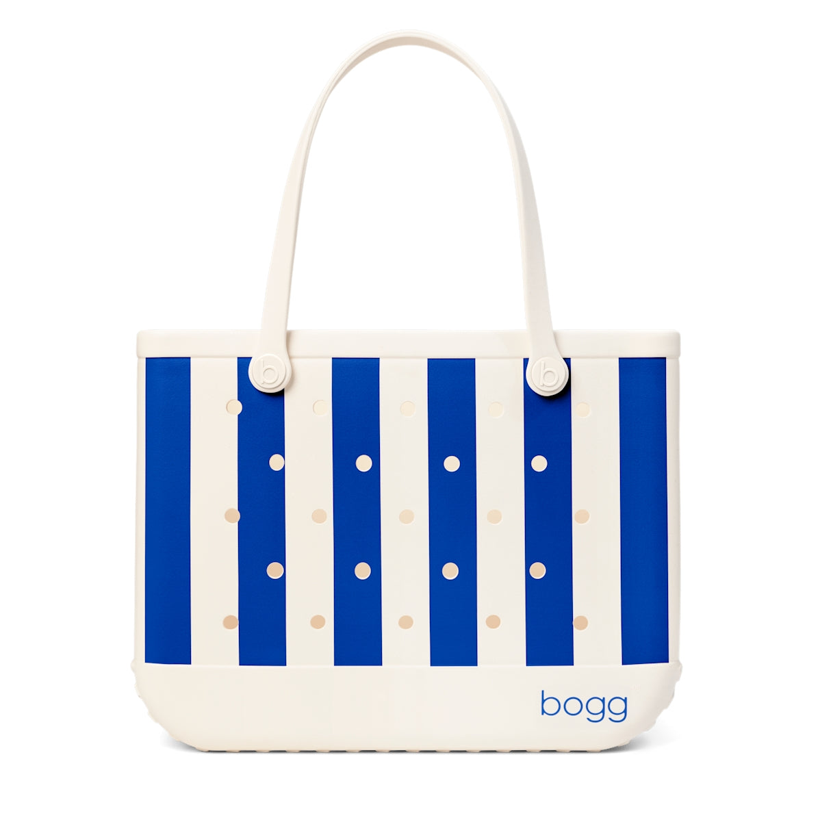 Original Bogg Bag Mykonos Blue Stripe Family Fun Day Tote Modern Easy Clean Reinforced Grip Handles for Boat Excursions