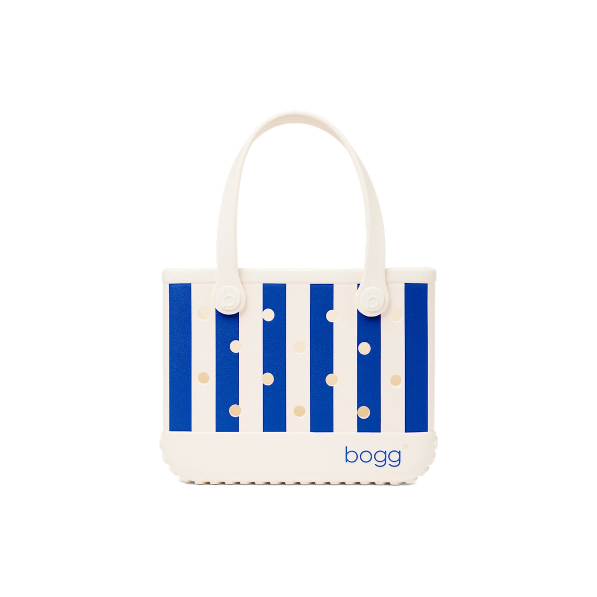 Bitty Bogg Bag Mykonos Blue Stripe Waterproof EVA Beach Tote Bag Travel Friendly Washable with Reinforced Handles for Weekend Getaways Travel Organizer Vacation Essentials for Women