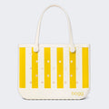 Original Bogg Bag Limoncello Yellow Stripe Oversized Beach Travel Tote Tip Resistant Travel Friendly with Makeup Bag for Yacht Excursions Travel Organizer Vacation Essentials for Women
