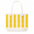 Original Bogg Bag Limoncello Yellow Stripe Travel Friendly Beach Organizer Lightweight Durable with Makeup Bag for Weekend Getaways Travel Organizer Vacation Essentials for Women