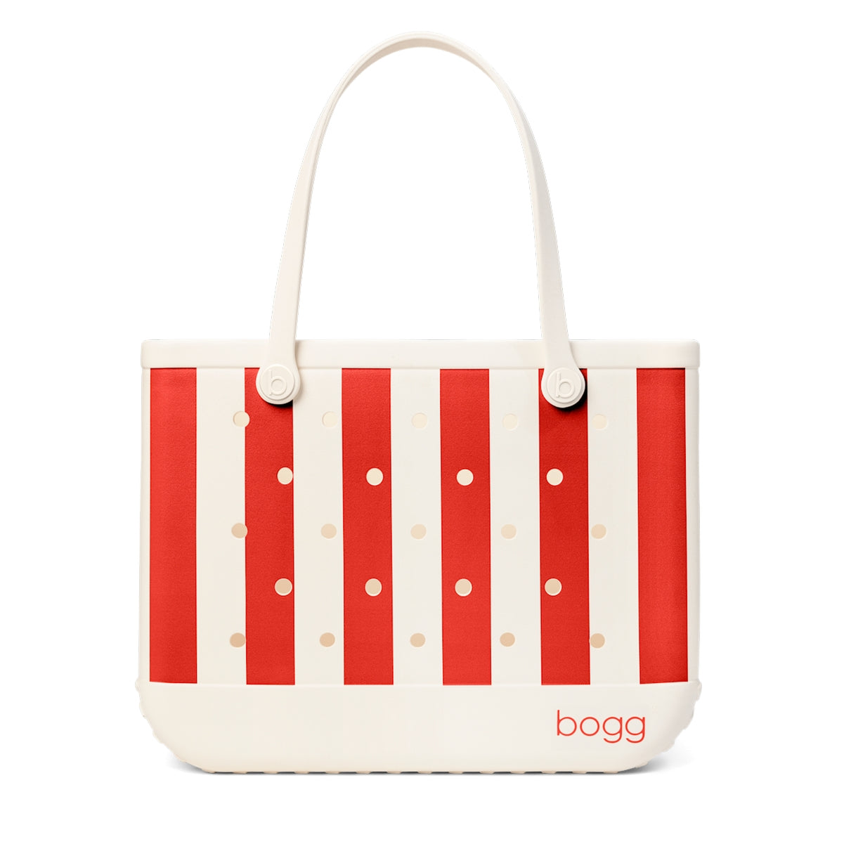 Original Bogg Bag Buoy Red Stripe Open Top Beach Organizer Durable Oversized with Travel Accessory Pouch for Weekend Getaways Travel Organizer Vacation Essentials for Women