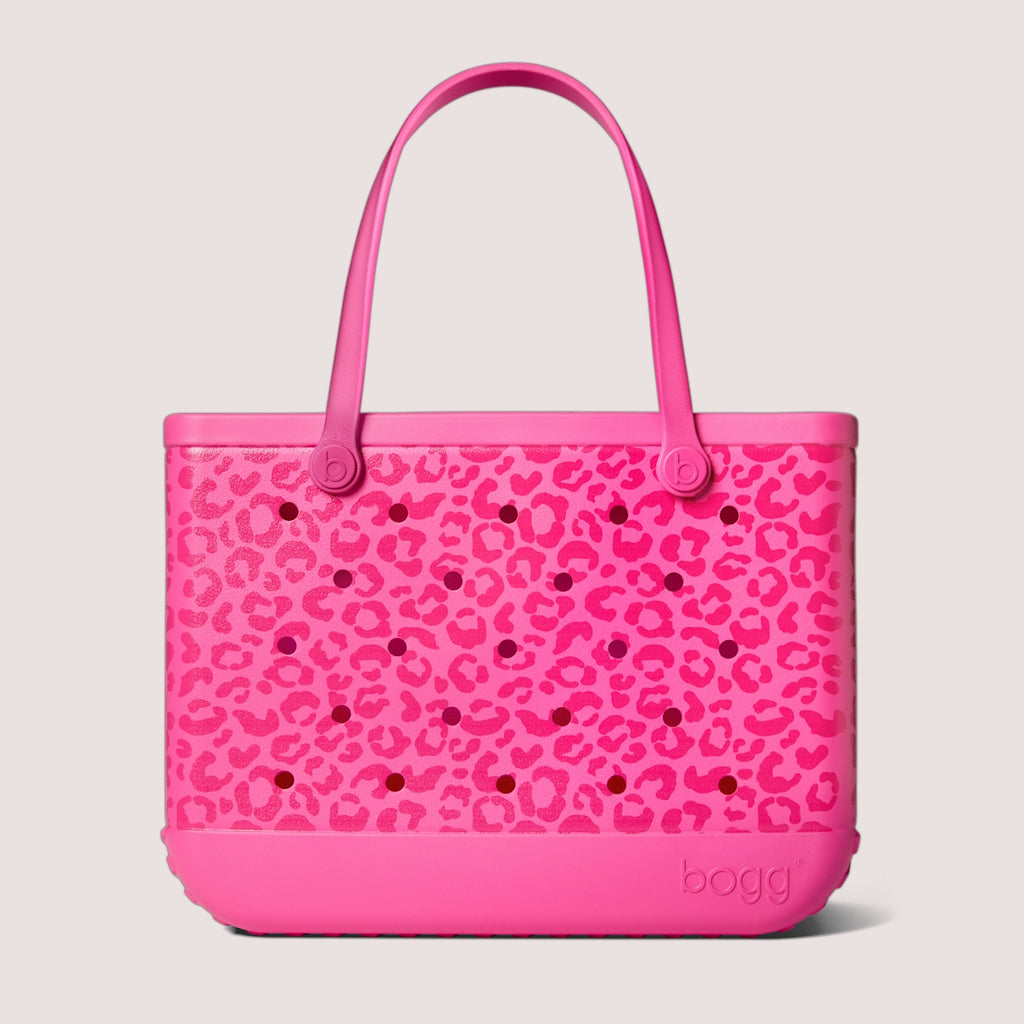 Original Bogg Bag Purrr fectly Pink Leopard Family Holiday Beach Organizer Heavy Duty Large Capacity Reinforced Grip Handles for Family Trips
