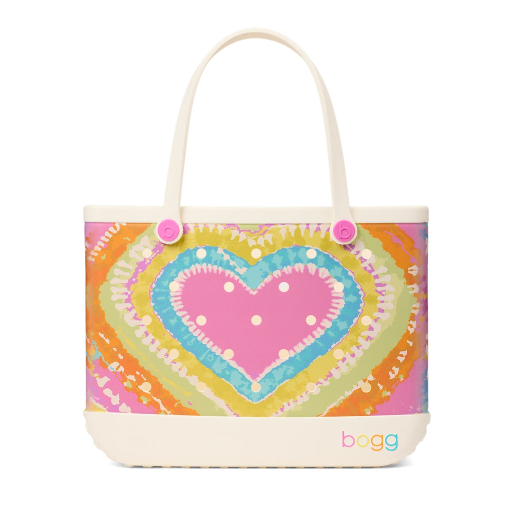 Original Bogg Bag Dye licious Heart Pink Taffy Quick Dry Beach Storage Tote Easy Clean Travel Friendly with Extra Storage Compartments for Weekend Getaways Travel Organizer Vacation Essentials for Women