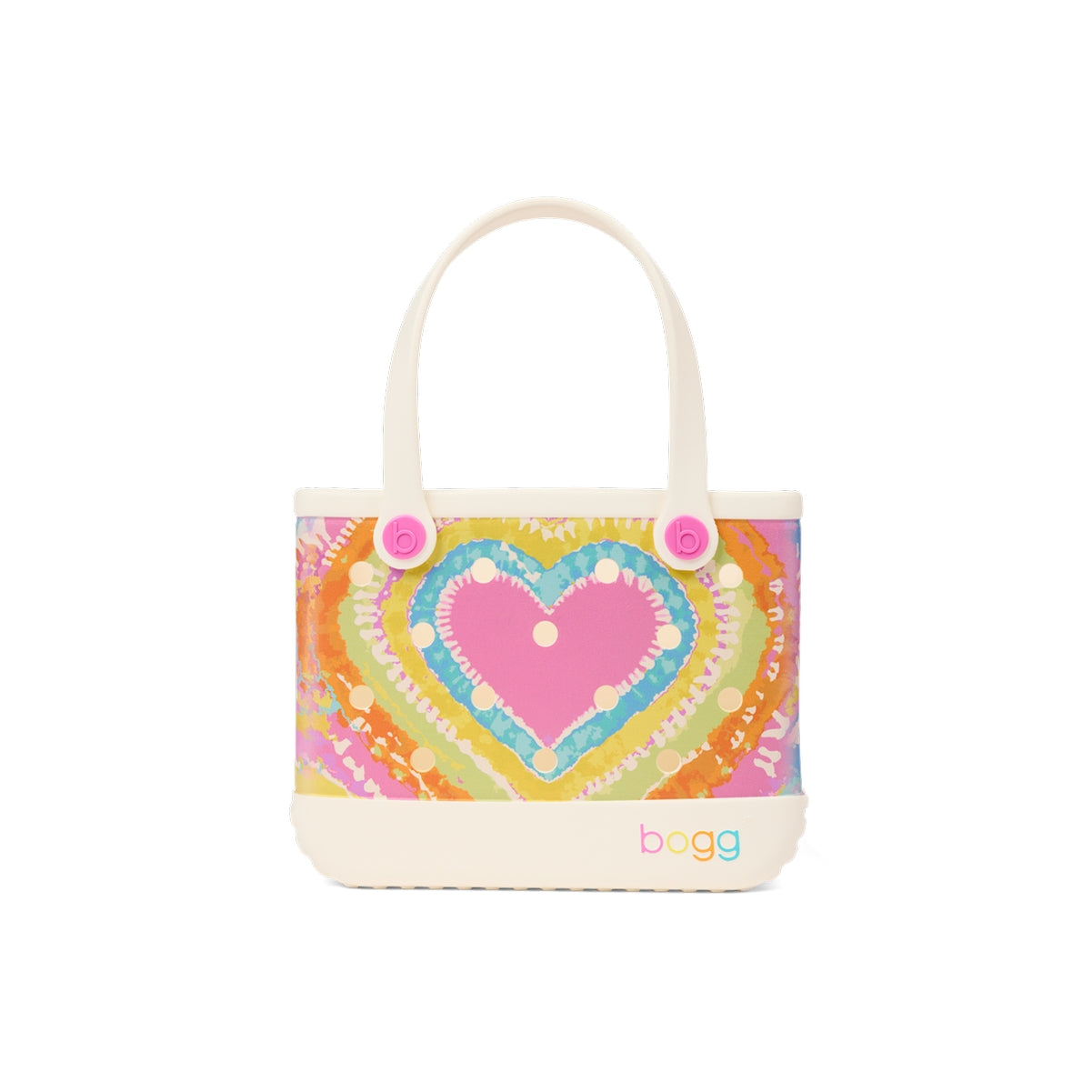 Bitty Bogg Bag Dye licious Heart Pink Taffy Lake Day Waterproof Tote Modern Tip Resistant Adjustable Shoulder Strap for Family Trips