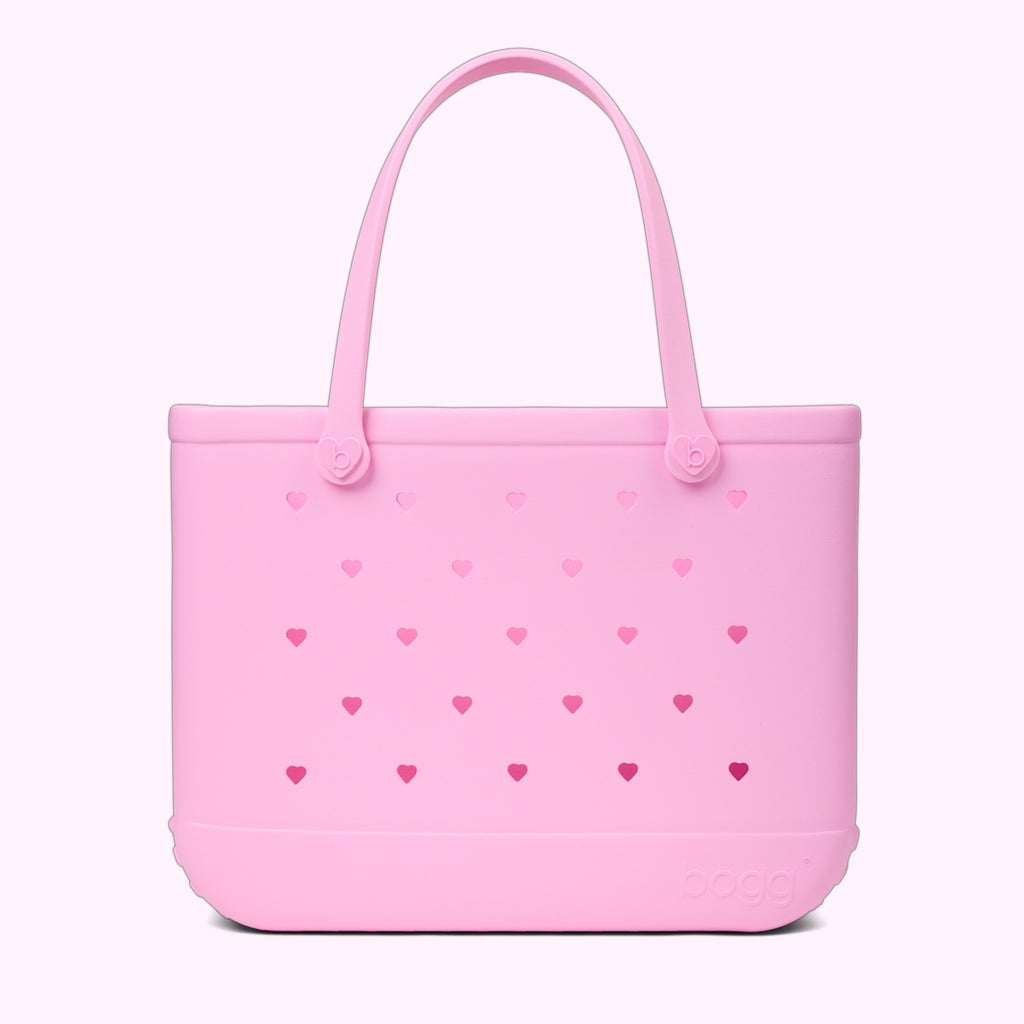 Original Bogg Bag Cut Out Heart Pink Taffy Ocean Day Storage Tote Ultra Durable Easy Clean Waterproof Phone Pouch Included for Women