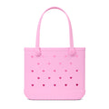 Baby Bogg Bag Cut Out Heart Pink Taffy Waterproof EVA Beach Tote Bag Oversized Washable with Adjustable Shoulder Strap for Summer Travel Travel Organizer Vacation Essentials for Women