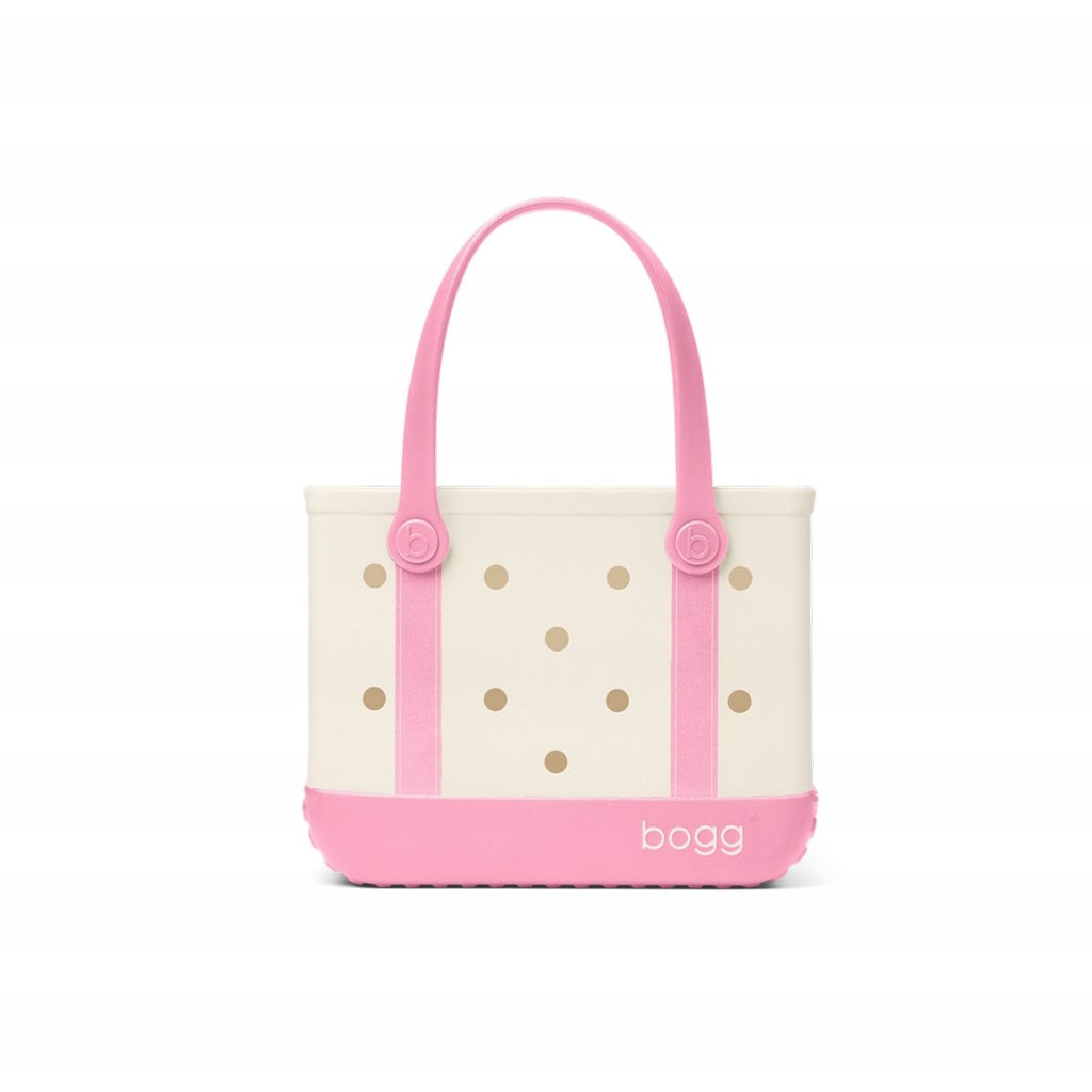Bitty Bogg Bag Varsity Blowing Pink Bubbles Lightweight Waterproof Carryall Washable Sandproof with Adjustable Shoulder Strap for Family Beach Days Travel Organizer Vacation Essentials for Women