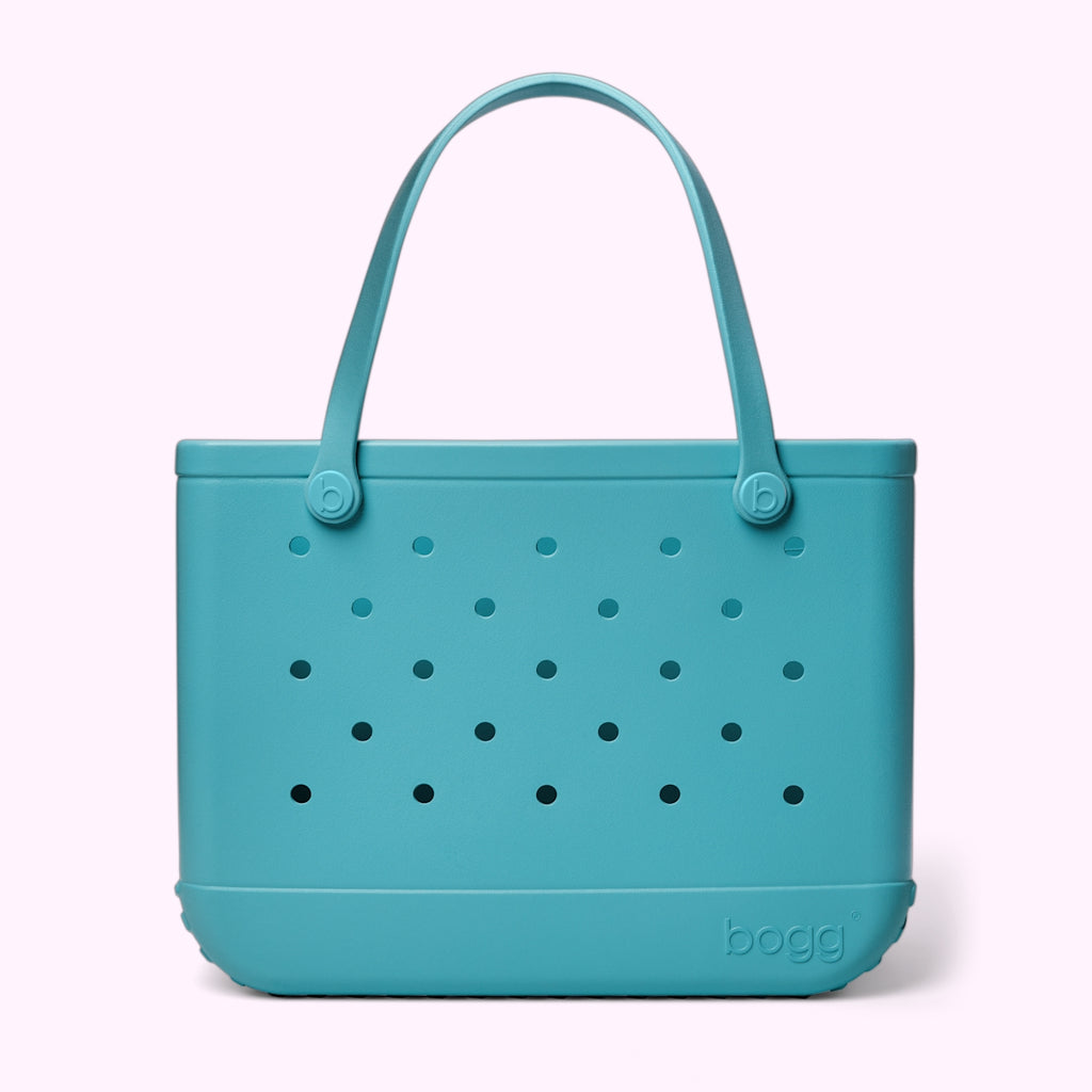 Original Bogg Bag Turquoise and Caicos Waterproof EVA Beach Tote Bag Durable Easy Clean with Extra Storage Compartments for Beach Vacation Travel Organizer Vacation Essentials for Women