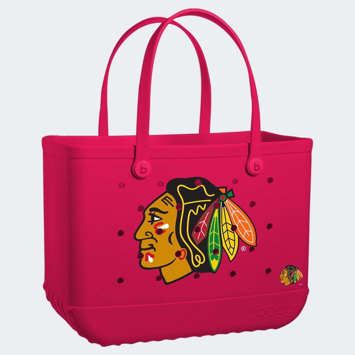 Original Bogg Bag Chicago Blackhawks Adventure Ready Beach Tote Ultra Durable Washable Easy Maintenance Surface for Women