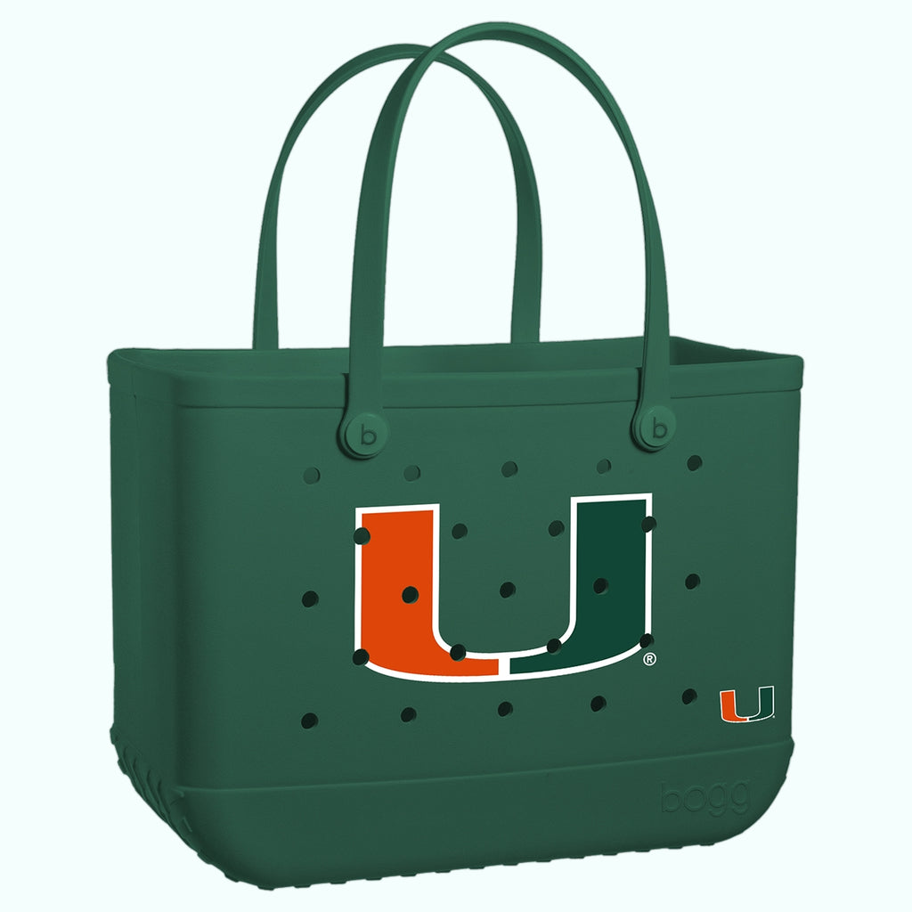 Original Bogg Bag Miami Hurricanes Beach Club Waterproof Tote Ultra Durable Quick Dry Bonus Cosmetic Bag Included for Women