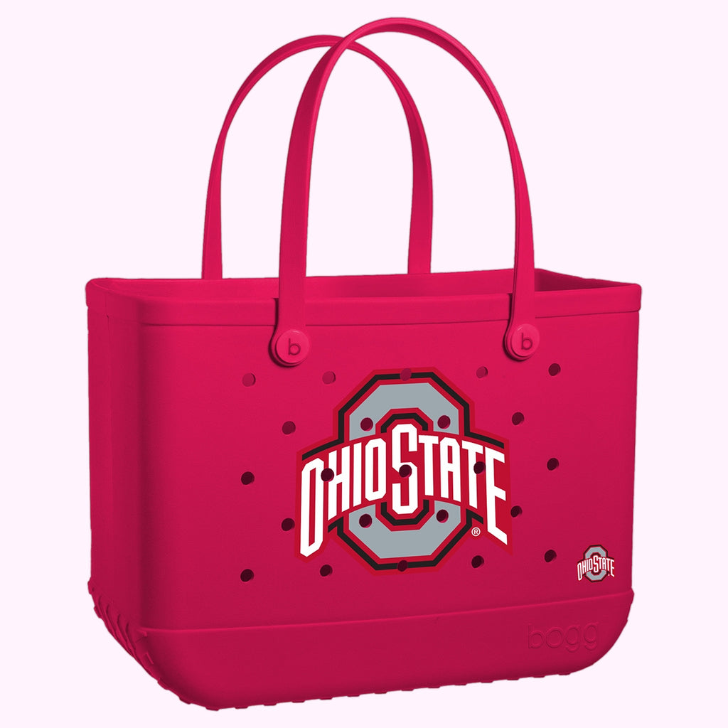 Original Bogg Bag Ohio State Buckeyes Travel Friendly Beach Organizer Tip Resistant Washable with Makeup Bag for Summer Travel Travel Organizer Vacation Essentials for Women