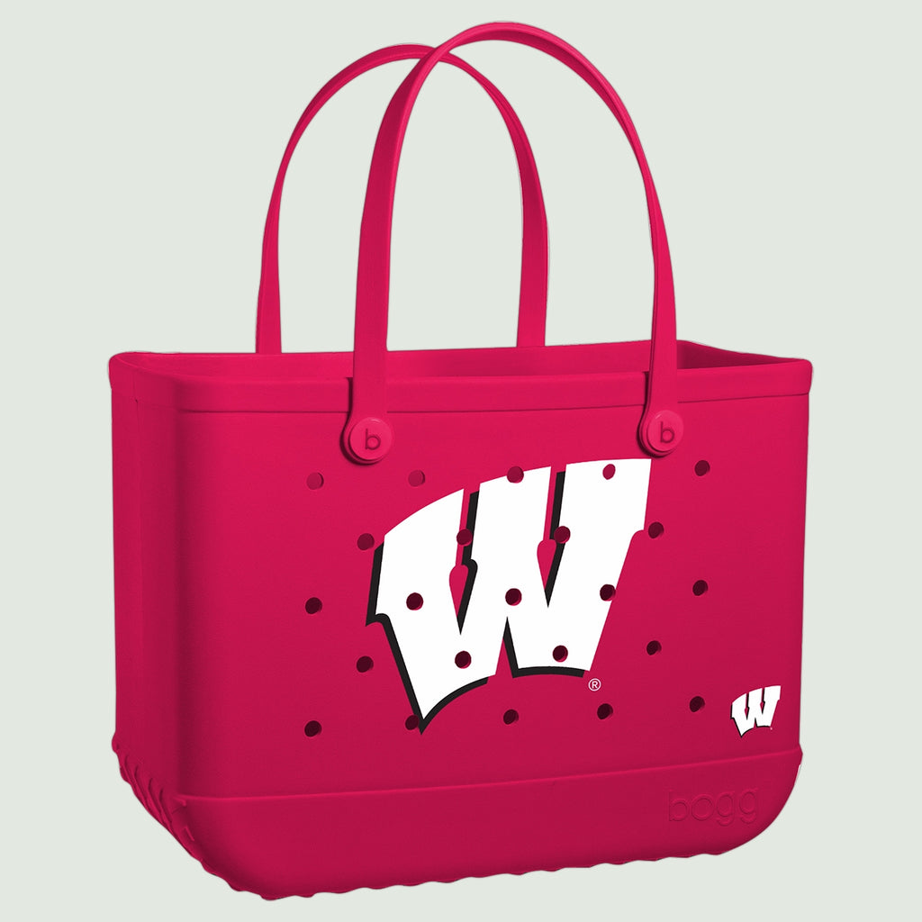 Original Bogg Bag Wisconsin Badgers Family Size Beach Organizer Easy Clean Tip Resistant with Travel Accessory Pouch for Lake Adventures Travel Organizer Vacation Essentials for Women