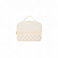 Boggs N' Ends Checkered Coconut/Mushroom Luxury Resort Pool Tote Waterproof Travel Friendly with Easy Clean Surface for Beach Vacation Travel Organizer Vacation Essentials for Women