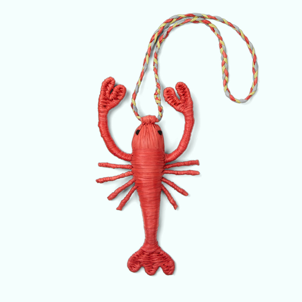 Bogg'd & Charmed Raffia Lobster Sunshine Travel Organizer Ultra Durable Washable Adjustable Shoulder Strap for Summer Adventures