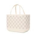 Original Bogg Bag Checkered Coconut/Mushroom Tropical Resort Beach Bag Lightweight Large Capacity Extra Wide Opening for Resort Vacations