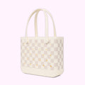 Baby Bogg Bag Checkered Coconut/Mushroom Holiday Resort Carryall Lightweight Oversized Non Slip Bottom Design for Summer Adventures