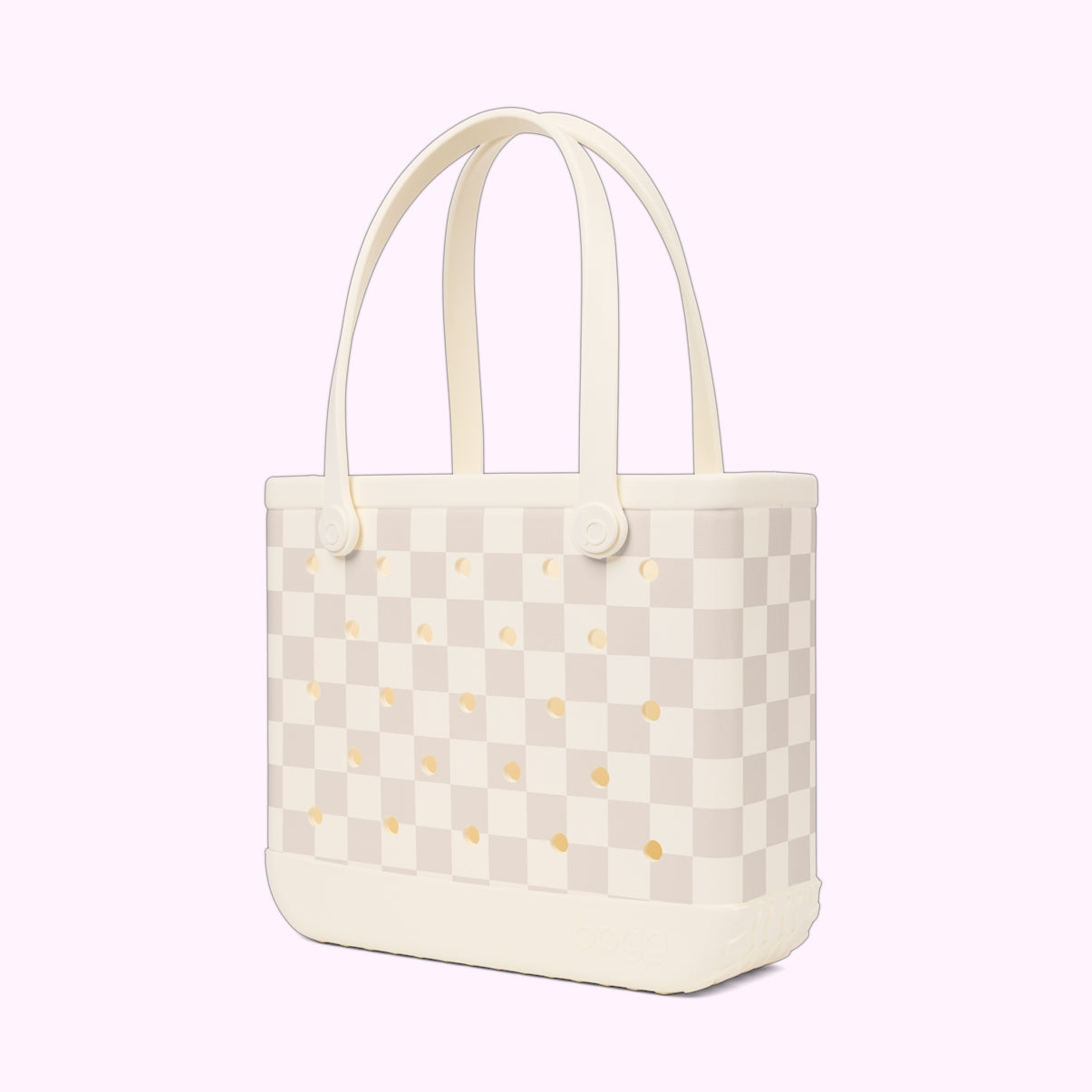 Baby Bogg Bag Checkered Coconut/Mushroom Holiday Resort Carryall Lightweight Oversized Non Slip Bottom Design for Summer Adventures