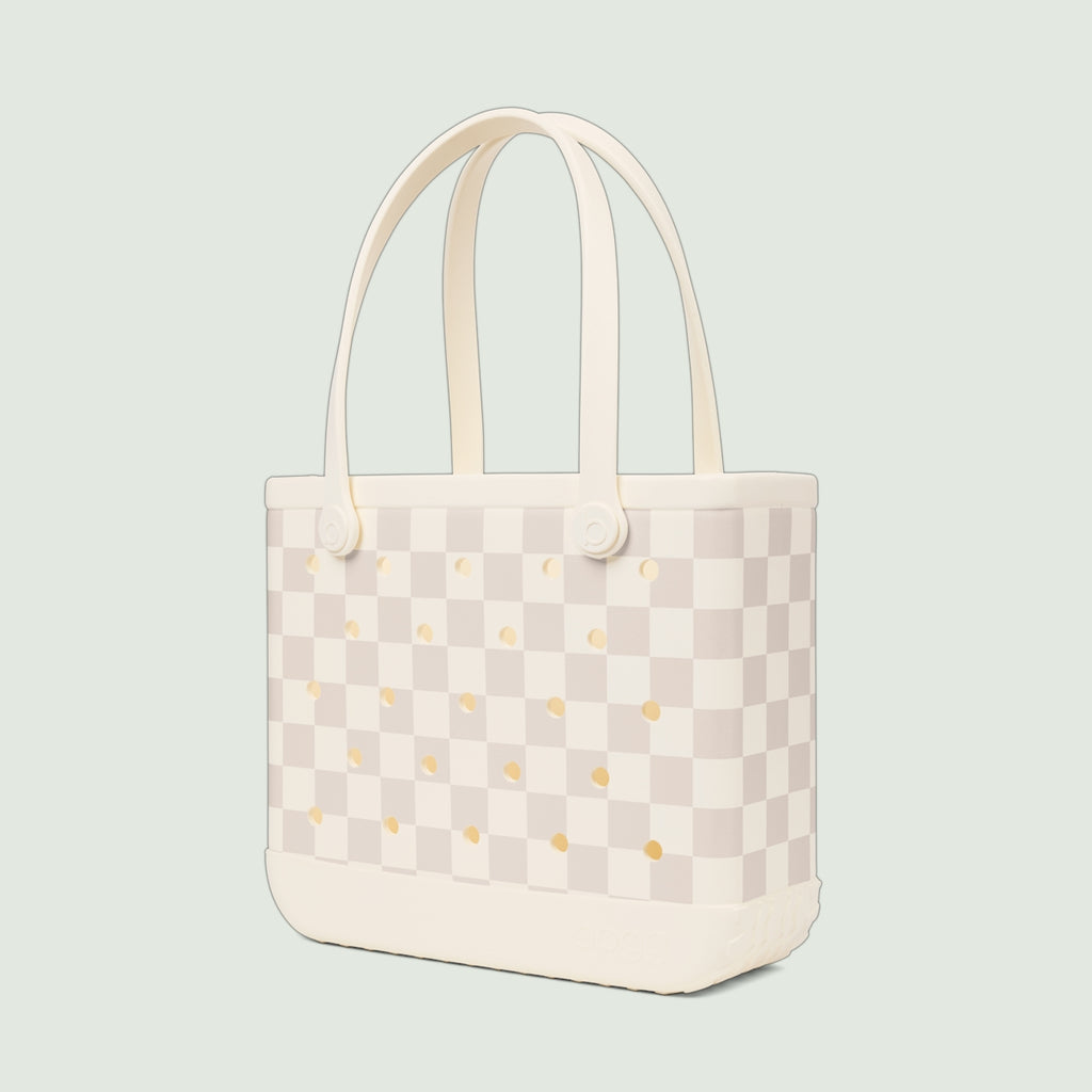 Baby Bogg Bag Checkered Coconut/Mushroom Outdoor Adventure Pool Tote Waterproof Durable with Reinforced Handles for Weekend Getaways Travel Organizer Vacation Essentials for Women