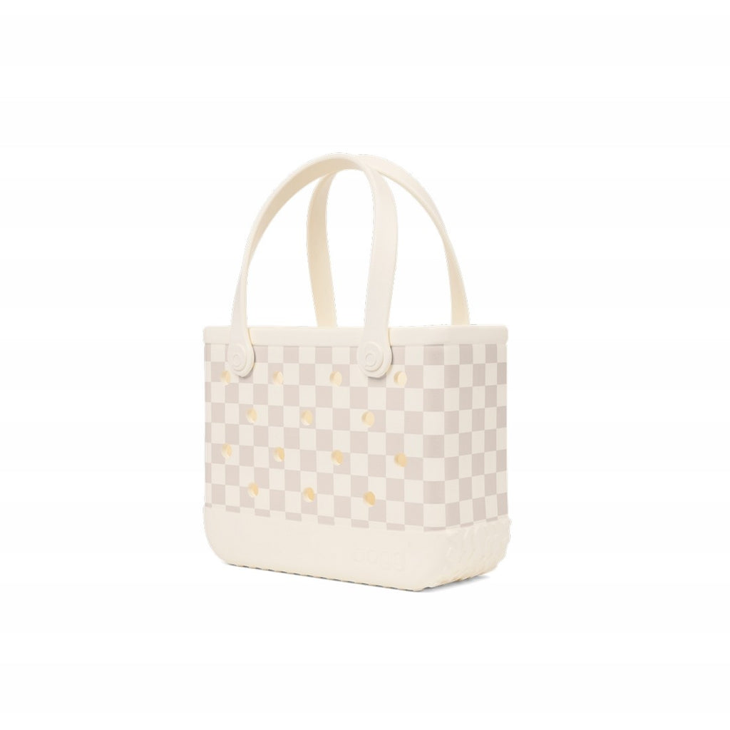 Bitty Bogg Bag Checkered Coconut/Mushroom Outdoor Adventure Pool Tote Large Capacity Washable with Reinforced Handles for Pool Days Travel Organizer Vacation Essentials for Women