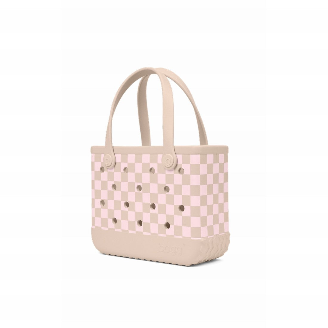 Bitty Bogg Bag Checkered Linen/ Pink Marshmallow Seaside Family Tote Premium Large Capacity Adjustable Shoulder Strap for Pool Activities