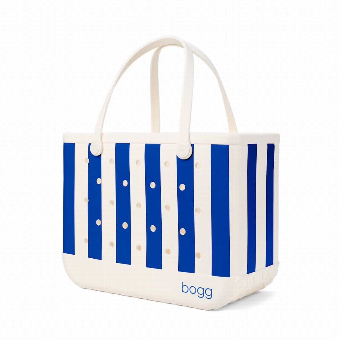 Original Bogg Bag Mykonos Blue Stripe Waterproof EVA Beach Tote Bag Waterproof Lightweight with Cosmetic Organizer for Summer Travel Travel Organizer Vacation Essentials for Women