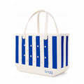Original Bogg Bag Mykonos Blue Stripe Family Fun Day Tote Modern Easy Clean Reinforced Grip Handles for Boat Excursions