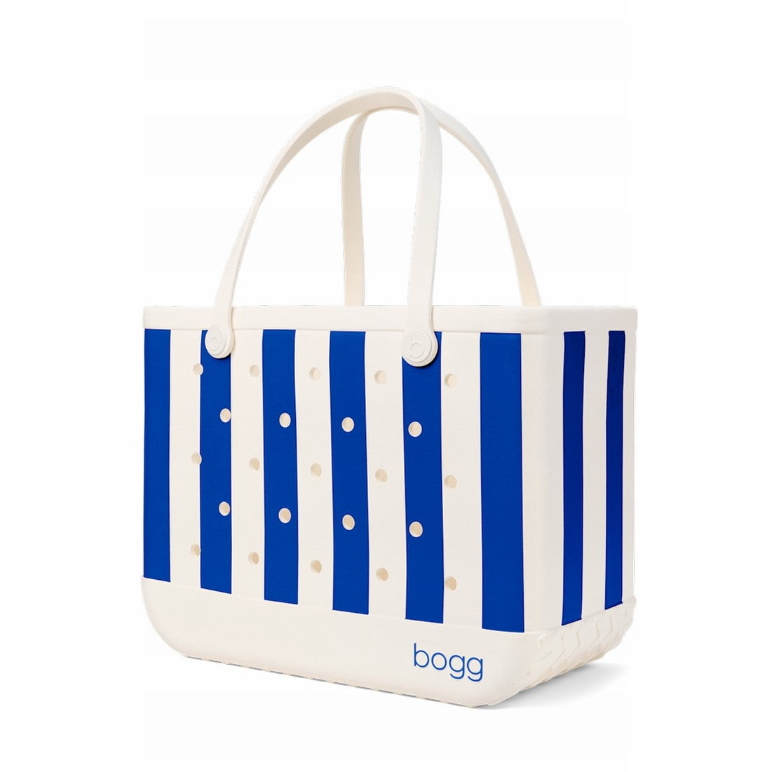 Original Bogg Bag Mykonos Blue Stripe Family Fun Day Tote Modern Easy Clean Reinforced Grip Handles for Boat Excursions