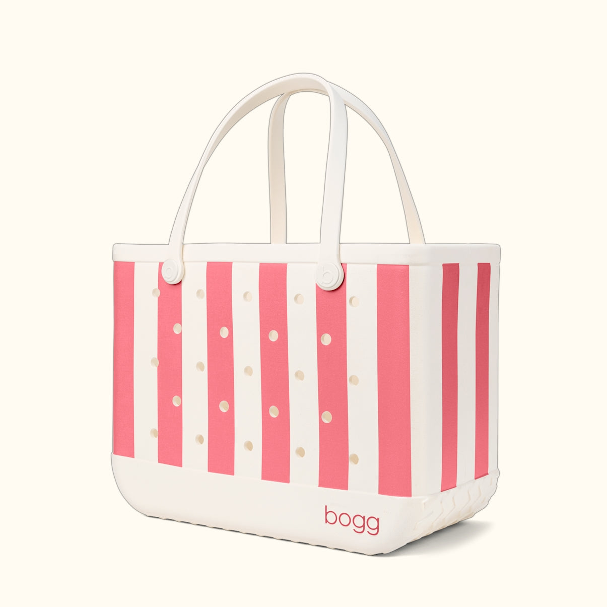 Original Bogg Bag Capri Coral Stripe Poolside Storage Carryall Washable Oversized with Extra Storage Compartments for Camping Trips Travel Organizer Vacation Essentials for Women