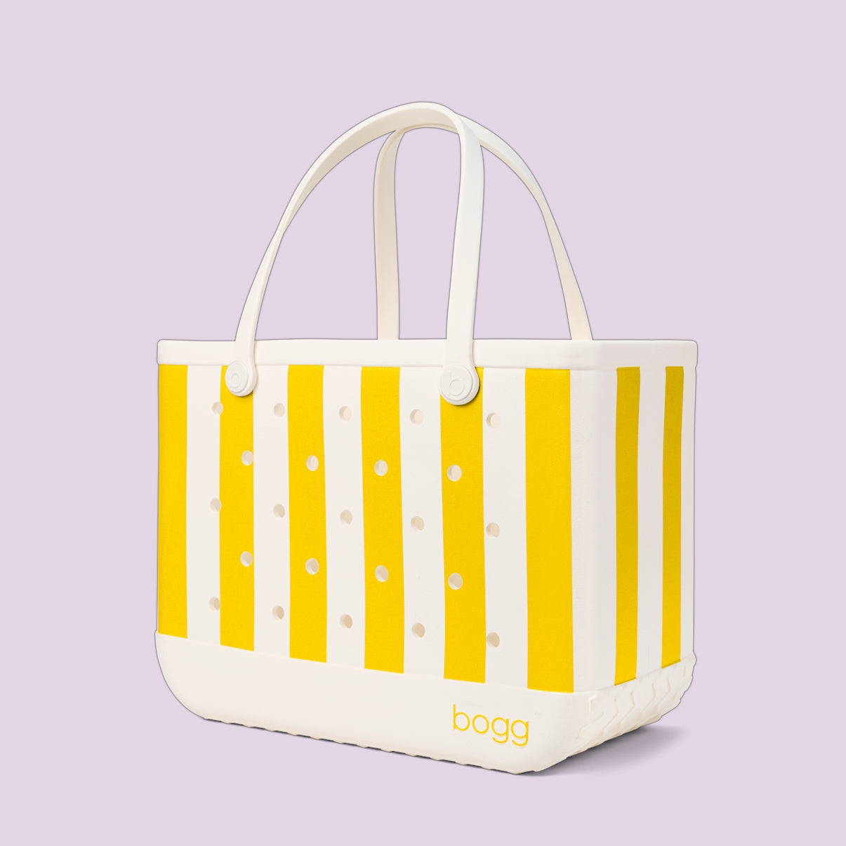 Original Bogg Bag Limoncello Yellow Stripe Oversized Beach Travel Tote Tip Resistant Travel Friendly with Makeup Bag for Yacht Excursions Travel Organizer Vacation Essentials for Women