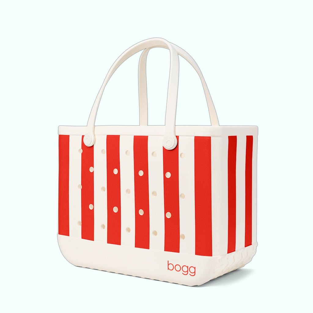 Original Bogg Bag Buoy Red Stripe Open Top Beach Organizer Durable Oversized with Travel Accessory Pouch for Weekend Getaways Travel Organizer Vacation Essentials for Women