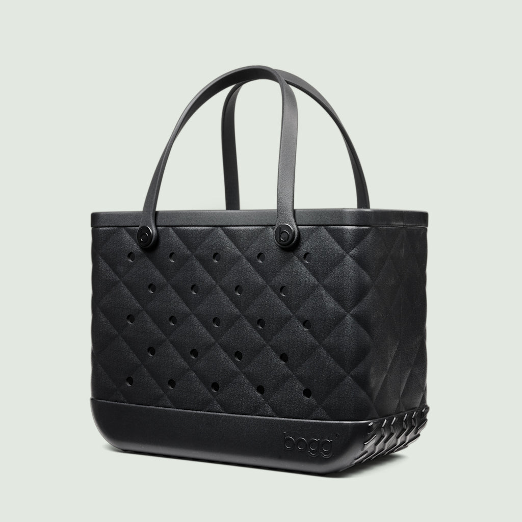 Original Bogg Bag Quilted LBD Black Beach Vacation Carryall Stylish Travel Friendly Adjustable Shoulder Strap for Family Trips