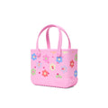 Bitty Bogg Bag Happy Flowers Poolside Storage Carryall Oversized Sandproof with Travel Accessory Pouch for Outdoor Adventures Travel Organizer Vacation Essentials for Women