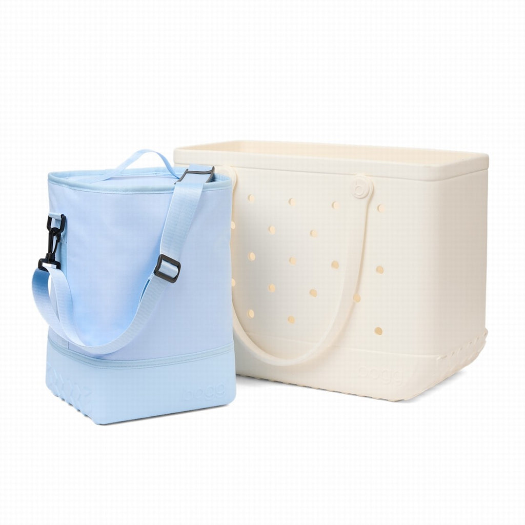 Bogg Brrr Half Cooler Blue Skies and Bogg Bag Lightweight Waterproof Carryall Easy Clean Large Capacity with Non Slip Bottom for Yacht Excursions Travel Organizer Vacation Essentials for Women