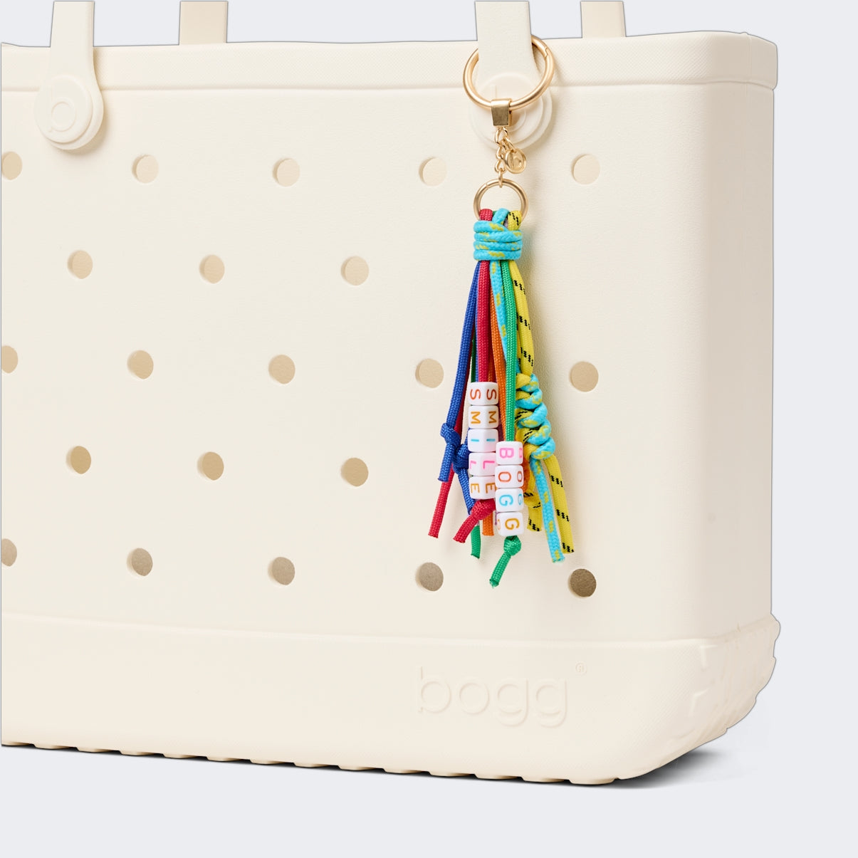 Bogg'd & Charmed Smile Tassel Waterproof EVA Beach Tote Bag Lightweight Large Capacity with Extra Storage Compartments for Boat Trips Travel Organizer Vacation Essentials for Women