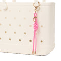 Bogg'd & Charmed Pink Taffy Nautical Rope Large Capacity Beach Carryall Waterproof Easy Clean with Waterproof Phone Pouch for Resort Holidays Travel Organizer Vacation Essentials for Women