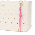 Bogg'd & Charmed Pink Taffy Nautical Rope Ocean Breeze Carryall Stylish Tip Resistant Waterproof Phone Pouch Included for Pool Activities