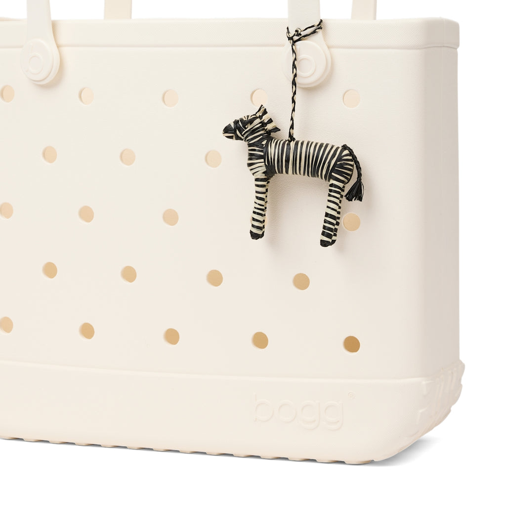Bogg'd & Charmed Raffia Zebra Family Fun Day Tote Portable Waterproof Accessory Organizer Pouch for Pool Activities