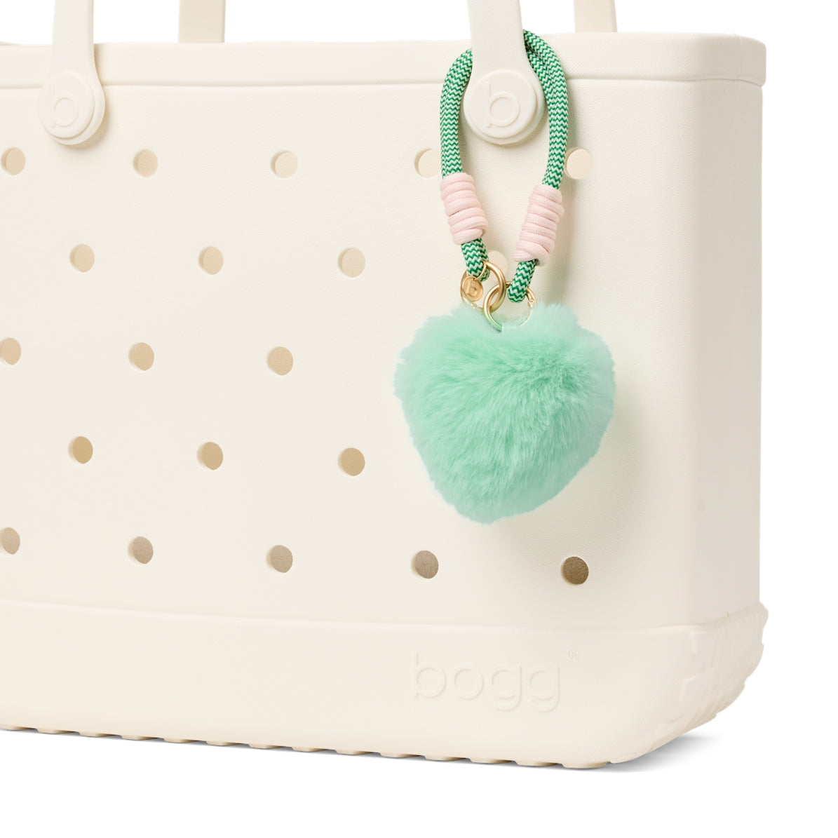 Bogg'd & Charmed Green Heart Pouf Easy Clean Rubber Tote Easy Clean Durable with Makeup Bag for Beach Vacation Travel Organizer Vacation Essentials for Women