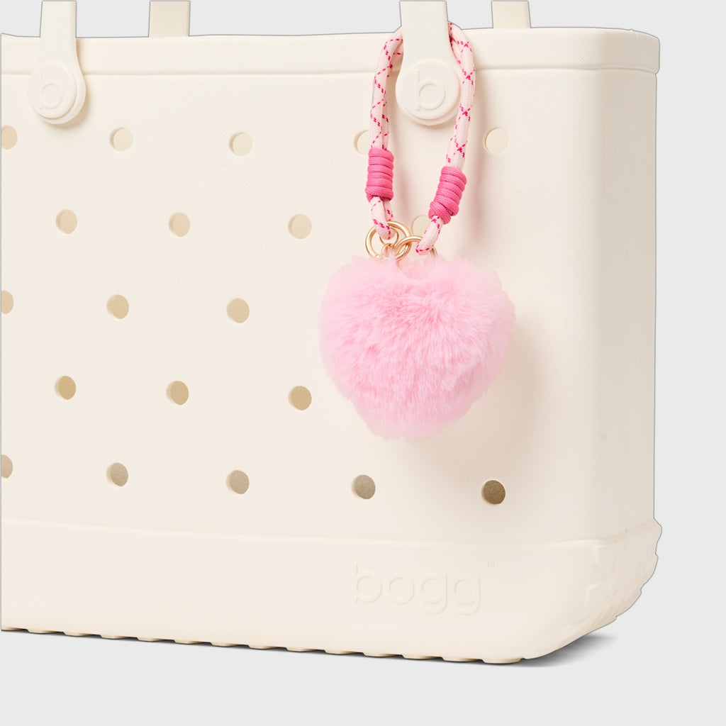 Bogg'd & Charmed Pink Heart Pouf Women's Waterproof Beach Tote Travel Friendly Durable with Travel Accessory Pouch for Tropical Vacations Travel Organizer Vacation Essentials for Women