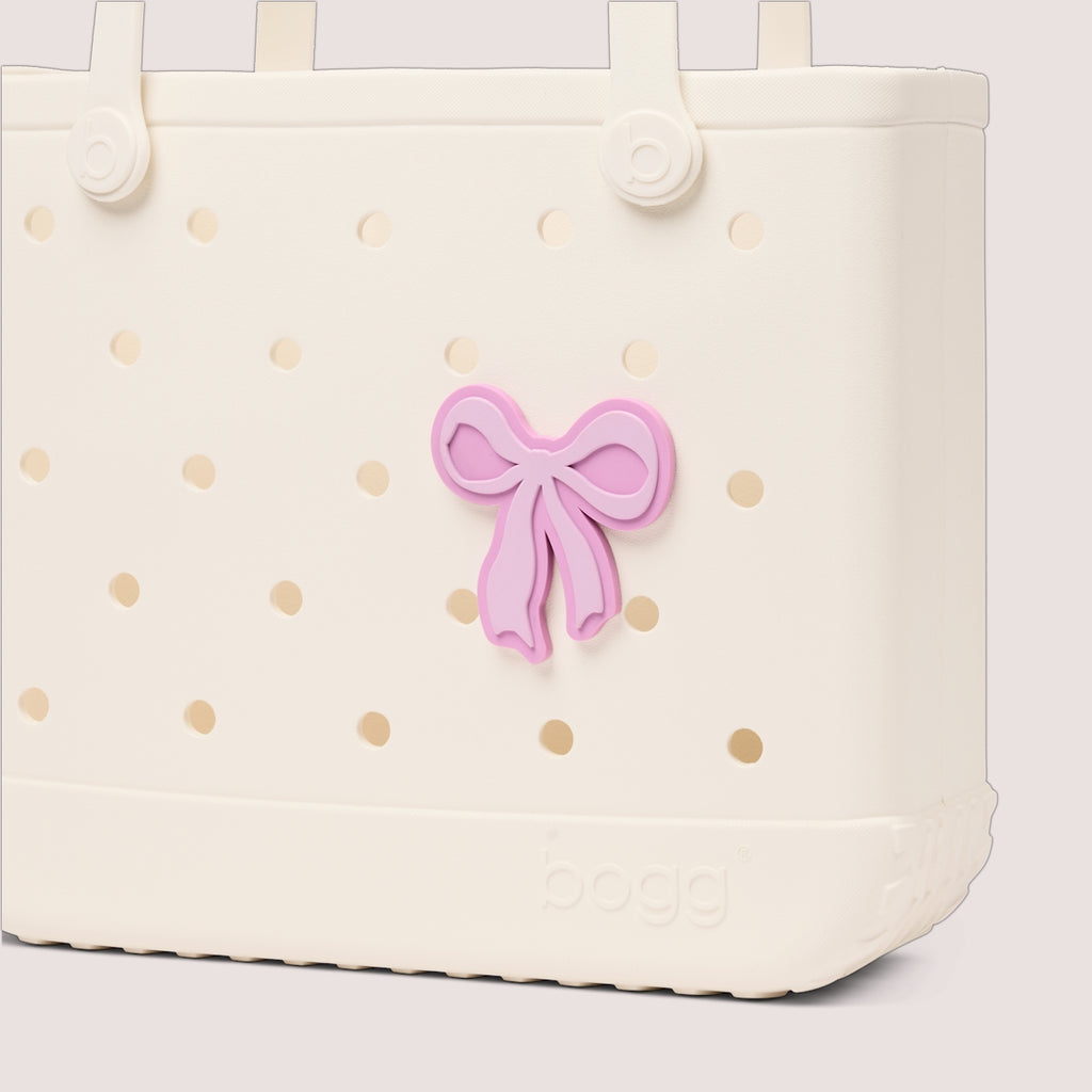 Bogg Bit Pink Bow Family Beach Day Carryall Washable Lightweight with Spacious Interior for Lake Adventures Travel Organizer Vacation Essentials for Women
