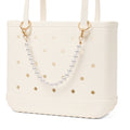 Bogg'd & Charmed String of Pearls Easy Clean Rubber Tote Travel Friendly Lightweight with Easy Clean Surface for Resort Holidays Travel Organizer Vacation Essentials for Women