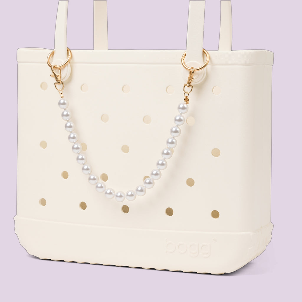 Bogg'd & Charmed String of Pearls Waterproof EVA Beach Tote Bag Oversized Washable with Adjustable Shoulder Strap for Summer Travel Travel Organizer Vacation Essentials for Women