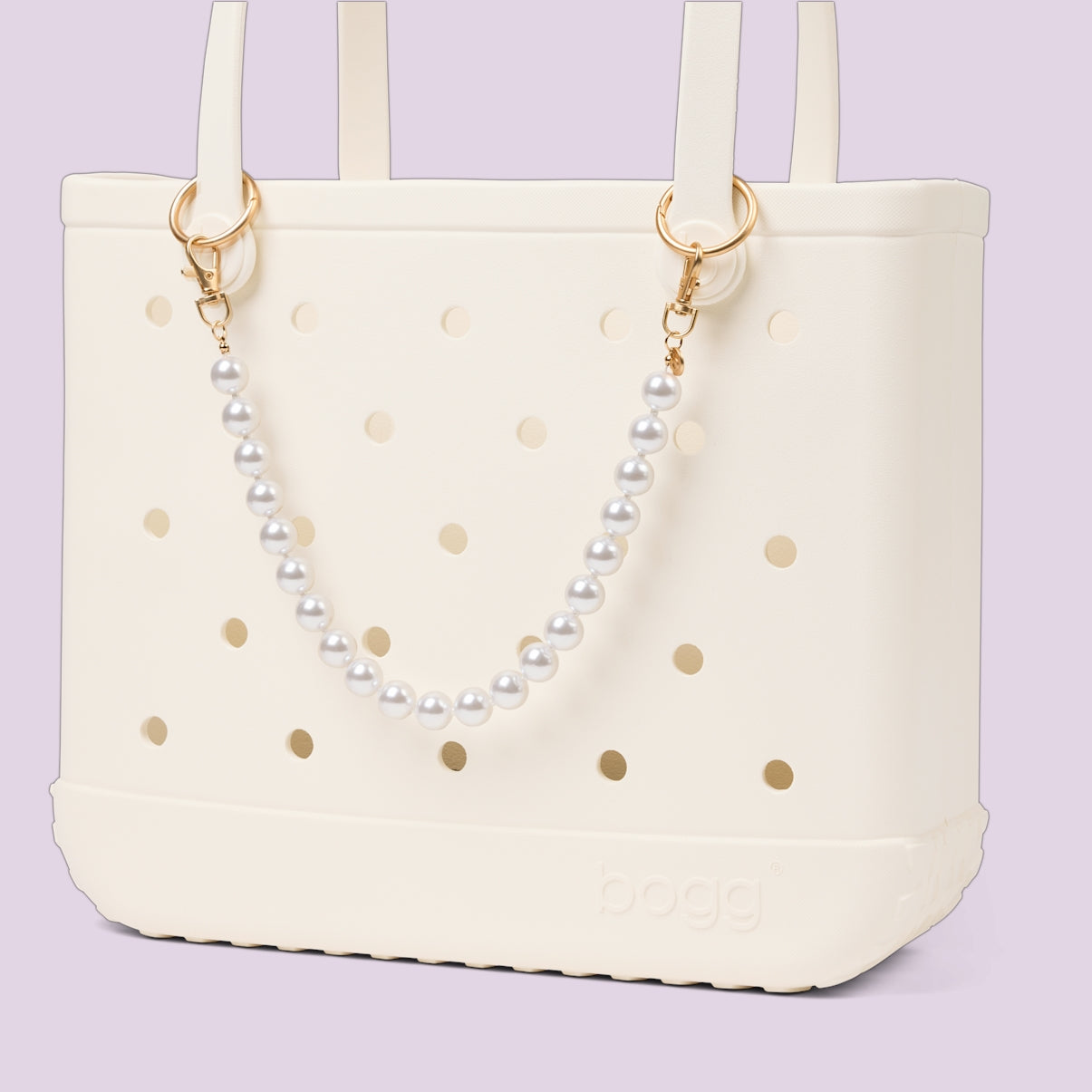 Bogg'd & Charmed String of Pearls Waterproof EVA Beach Tote Bag Oversized Washable with Adjustable Shoulder Strap for Summer Travel Travel Organizer Vacation Essentials for Women