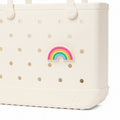 Bogg Bit Rainbow Heavy Duty Rubber Beach Bag Durable Easy Clean with Non Slip Bottom for Camping Trips Travel Organizer Vacation Essentials for Women
